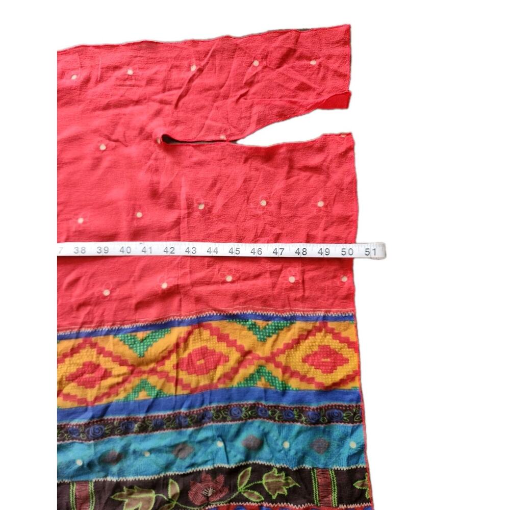Gideon Oberson Multicolor Sarong Tie Wrap Skirt Cover Up 100% Silk Sz 44 /US 12 - Picture 7 of 9